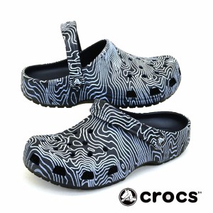 クロックス crocs Classic Topographic Clog 208263 4LF クラシック トポグラフィック クロッグ 濃紺 等高線 レディース/メンズ カジュア