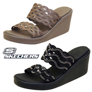 スケッチャーズ SKECHERS RUMBLE ON-ELEGANT DAY 119179 BLK TPE ランブル オン - エレガント デイ 黒 トープ ウェッジヒール ミュール 