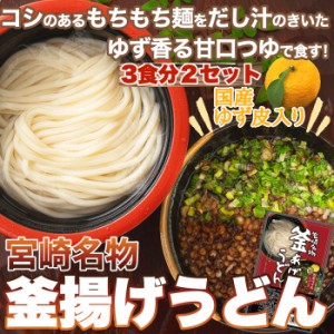 宮崎名物 釜あげうどん 6食セット♪ うどん 釜揚げ もちもちの麺をゆず香る甘口つゆで食す！メール便