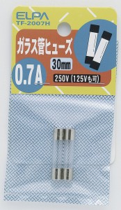 （まとめ買い）ELPA ガラス管ヒューズ30MM TF-2007H 〔×10〕