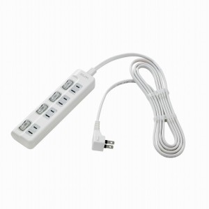 （まとめ買い）ELPA LEDランプ スイッチ付タップ4P2m上 WLS-LU42EB(W) 〔×3〕