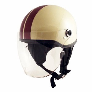 TNK シールド付ハーフ型ヘルメット SQ-32 アイボリー/ブラウン FREE(58-59cm) 51189