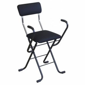 ルネセイコウ 日本製 折りたたみ椅子 フォールディング Jメッシュアームチェア ブラック/ブラック MSA-49