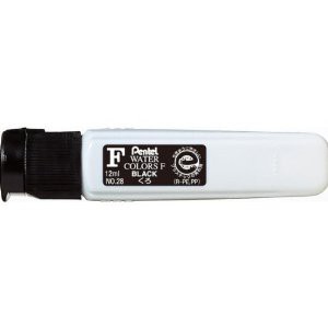 （まとめ買い）ぺんてる えのぐ エフ水彩 単色 12ml ポリチューブ入り くろ WFCT28 〔10個セット〕