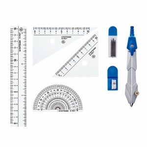 （まとめ買い）クツワ STAD 再生PET定規セット コンパス付 AP036 〔×5〕