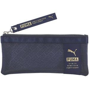 （まとめ買い）クツワ PUMA シースルーメッシュペンケース ネイビー PM411NB 〔3個セット〕