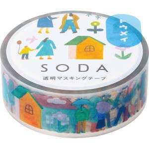 （まとめ買い）キングジム SODA ソーダ 透明マスキングテープ 幅15mm×4m ライフ CMT15-016 〔3個セット〕
