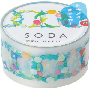 （まとめ買い）キングジム SODA ソーダ 透明マスキングテープ(ステッカータイプ) 幅20mm 90ピース ハナカザリ CMTS20-004 〔3個セット〕