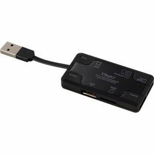 （まとめ買い）ナカバヤシ USB2.0マルチカードリーダー・ライター ブラック CRW-5M53BK 〔×3〕