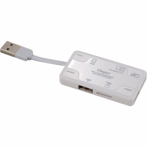 （まとめ買い）ナカバヤシ USB2.0マルチカードリーダー・ライター ホワイト CRW-5M53W 〔×3〕