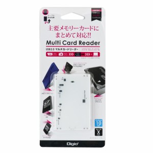 （まとめ買い）ナカバヤシ USB2.0マルチカードリーダー ホワイト CRW-5M67W 〔×3〕