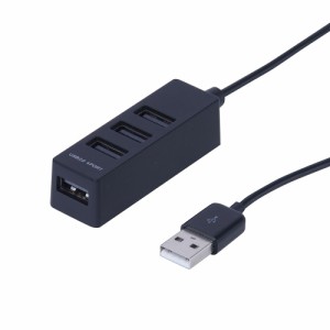 （まとめ買い）ナカバヤシ USB2.0 4ポートハブ 0.3m ブラック UH-2404BK 〔3個セット〕