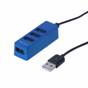 （まとめ買い）ナカバヤシ USB2.0 4ポートハブ 0.3m ブルー UH-2404BL 〔3個セット〕
