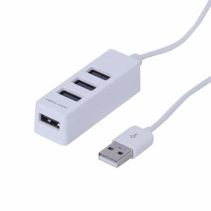 （まとめ買い）ナカバヤシ USB2.0 4ポートハブ 0.3m ホワイト UH-2404W 〔3個セット〕