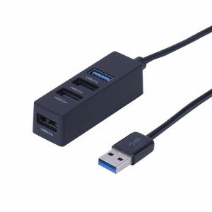 （まとめ買い）ナカバヤシ USB3.0+2.0 4ポートハブ 0.3m ブラック UH-3064BK 〔3個セット〕