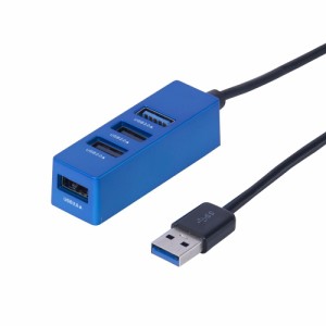 （まとめ買い）ナカバヤシ USB3.0+2.0 4ポートハブ 0.3m ブルー UH-3064BL 〔3個セット〕