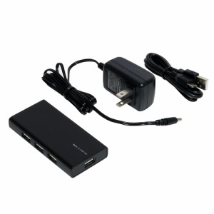（まとめ買い）ナカバヤシ USB2.0 AC7ポートハブ ブラック UH-2434BK 〔3個セット〕
