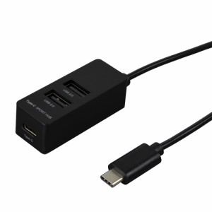 （まとめ買い）ナカバヤシ コンパクトな縦挿し Type-C USB2.0 3ポートハブ ブラック UH-C2453BK 〔3個セット〕