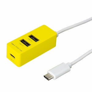 （まとめ買い）ナカバヤシ コンパクトな縦挿し Type-C USB2.0 3ポートハブ イエロー UH-C2463Y 〔3個セット〕