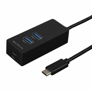 （まとめ買い）ナカバヤシ コンパクトな縦挿し Type-C USB3.1Gen1 3ポートハブ ブラック UH-C3133BK 〔3個セット〕