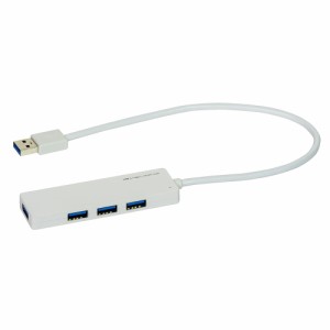 （まとめ買い）ナカバヤシ USB3.1Gen1 4ポートハブ 30cm ホワイト UH-3184W 〔3個セット〕
