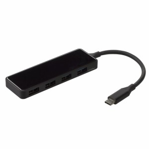 （まとめ買い）ナカバヤシ USB3.2Gen1Type-C 4ポート変換ガラスハブ ブラック UH-C3234BK 〔3個セット〕