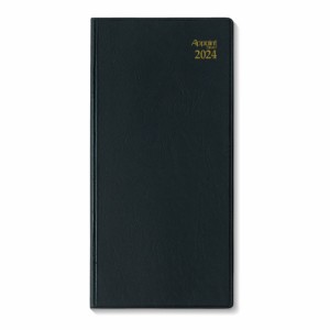 【メール便発送】ダイゴー 手帳 2024年4月始まり アポイント 1ヶ月横罫 薄型 手帳サイズ ブラック E1100