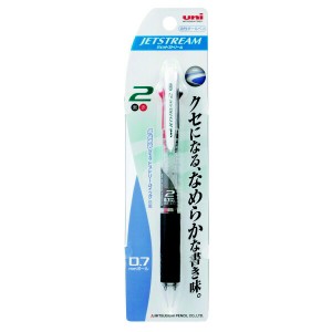 （まとめ買い）三菱鉛筆 ジェットストリーム 2色ボールペン 0.7mm 透明軸 SXE2-300-07 SXE2300071P.T 〔10本セット〕