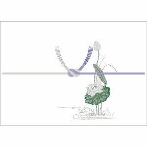 （まとめ買い）ササガワ プリンタ対応 のし紙 仏事用 中杉判 蓮柄 100枚入 2-222 〔×5〕