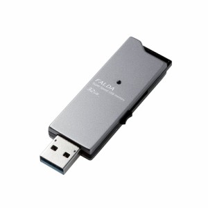 エレコム USBメモリ USB3.0対応 スライド式 高速転送 アルミ素材 32GB ブラック MF-DAU3032GBK