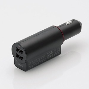 エレコム コンセント付きシガーチャージャー USBポート×2 2.4A出力 ブラック MPA-CCAC01BK