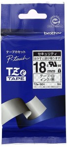 ブラザー ピータッチテープ セキュリティテープ 白地/黒字 18mm 長さ8m TZE-SE4