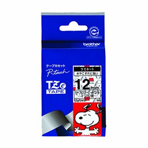 （まとめ買い）ブラザー ピータッチテープ スヌーピーテープ スヌーピーホワイト/黒字  12mm TZE-SW31 〔3個セット〕