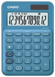 （まとめ買い）カシオ カラフルミニジャスト電卓 12桁 レイクブルー MW-C20C-BU-N 〔3個セット〕