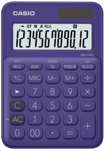 （まとめ買い）カシオ カラフルミニジャスト電卓 12桁 パープル MW-C20C-PL-N 〔3個セット〕