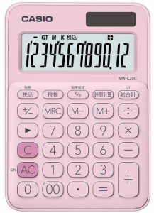 【メール便発送】カシオ カラフルミニジャスト電卓 12桁 ベールピンク MW-C20C-PK-N