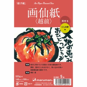 （まとめ買い）マルマン 絵手紙 アートペーパー ポストカードサイズ 画仙紙(越前)耳付き 5枚 S129C 〔5冊セット〕