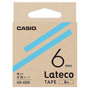 【メール便発送】カシオ ラテコ詰め替え用テープ 6mm 黒文字/水色テープ XB-6SB