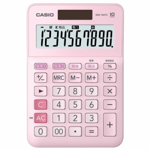 カシオ W税率電卓 10桁 ミニジャストタイプ ピンク MW-100TC-PK-N