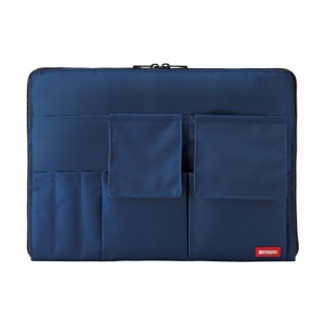 （まとめ買い）リヒトラブ バッグインバッグ A4 ケース 筆箱 藍 A-7554-11N 〔3個セット〕