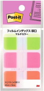 （まとめ買い）スリーエム ポストイット 付箋 フィルムインデックス 厚口 マルチカラー1 40×18mm 10枚×3パッド(3色) 686MC-1 〔×5〕