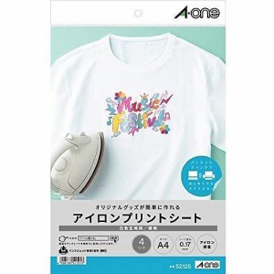 【メール便発送】エーワン アイロンプリントシート 白色生地用 A4 ノーカット 4シート 52125