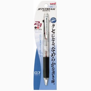 （まとめ買い）三菱鉛筆 ジェットストリーム 多機能ペン 2＆1 0.7mm 透明 MSXE3500071PT 〔10本セット〕