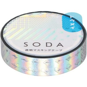 （まとめ買い）キングジム ソーダ 透明マスキングテープ 箔押しタイプ 幅10mm ミックス2 CMTH10-003 〔3個セット〕