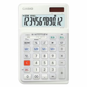 カシオ 人間工学電卓 ジャストタイプ 12桁 人間工学階段キー 日数&時間計算機能 白 JE-12D-WE-N
