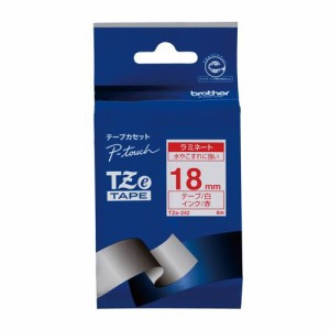 【メール便発送】ブラザー ピータッチテープ18mm白/赤 TZE-242 00009873