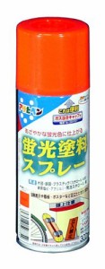 （まとめ買い）アサヒペン 蛍光塗料スプレー 300ML レッド 〔3缶セット〕