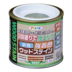 （まとめ買い）アサヒペン 木部水性塗料 水性強着色ウッドステイン 1/5L アイビーグリーン 〔×3〕