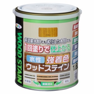 （まとめ買い）アサヒペン 木部水性塗料 水性強着色ウッドステイン 1.6L パイン 〔×3〕