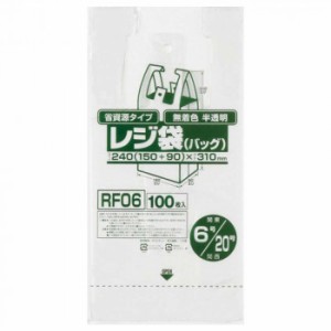 ジャパックス レジ袋省資源 関東6号/関西20号 半透明 100枚×20冊×4箱 RF06 【北海道・沖縄・離島配送不可】